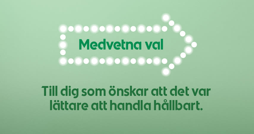 Text i bild som säger Till dig som önskar att det var lättare att handla hållbart.